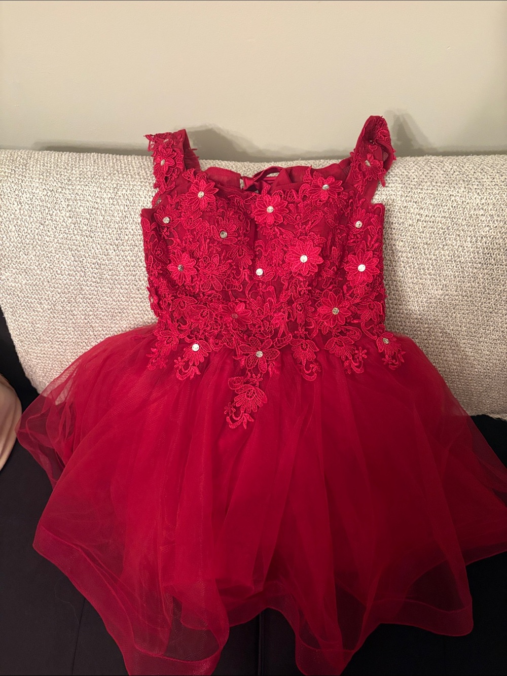 Girls Red Floral Lace Tulle Hoco/Party Dress NWOT